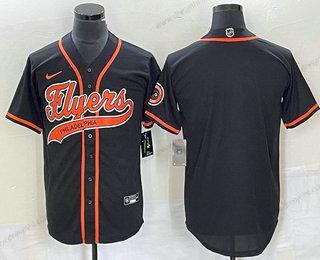 Philadelphia Flyers Prázdný Černá Cool Base Sešitý Baseball dres – Pánské