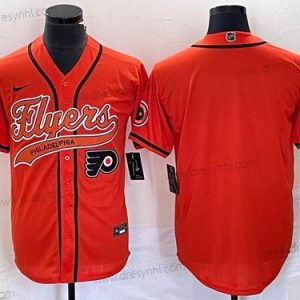 Philadelphia Flyers Prázdný Oranžová Cool Base Sešitý Baseball dres – Pánské