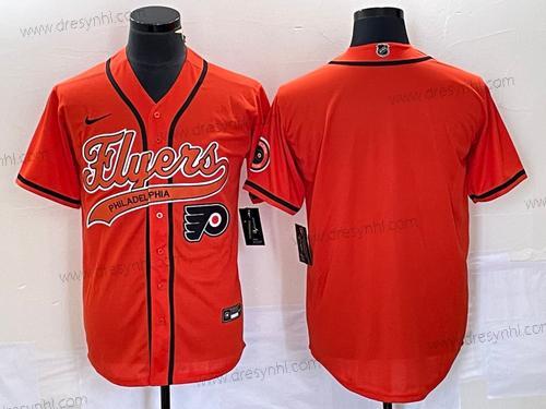 Philadelphia Flyers Prázdný Oranžová Cool Base Sešitý Baseball dres – Pánské