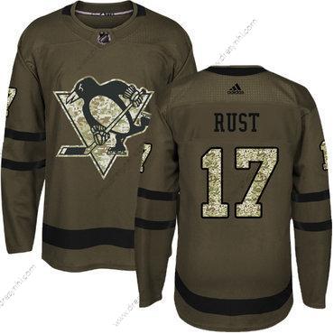 Pittsburgh Penguins #17 Bryan Rust Zelená Salute to Service Sešitý NHL dres – Juniorské