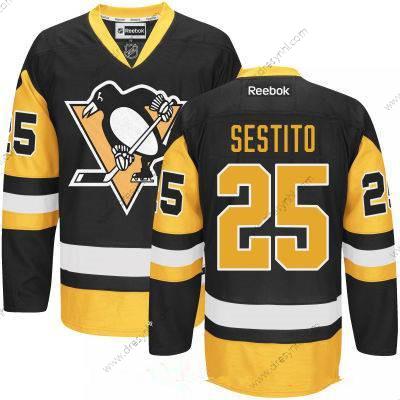 Pittsburgh Penguins #25 Tom Sestito Černá Třetí dres Sešitý NHL Reebok Hokejový dres – Pánské