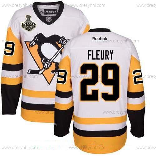 Pittsburgh Penguins #29 Marc-Andre Fleury Bílý Třetí dres 2017 Stanley Cup Finals Patch Sešitý NHL Reebok Hokejový dres – Pánské