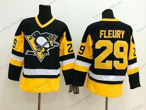 Pittsburgh Penguins #29 Marc-Andre Fleury Černá Retro CCM dres – Pánské