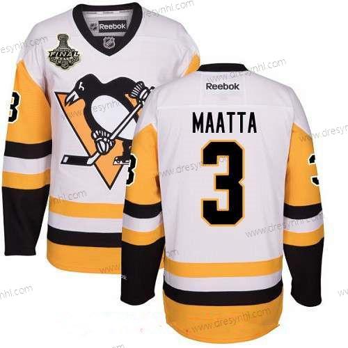 Pittsburgh Penguins #3 Olli Maatta Bílý Třetí dres 2017 Stanley Cup Finals Patch Sešitý NHL Reebok Hokejový dres – Pánské