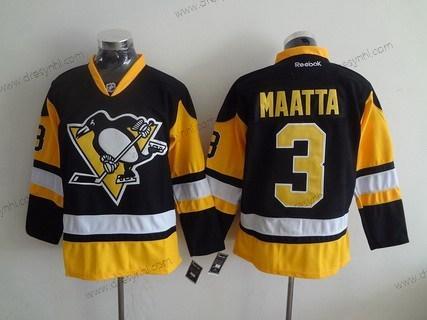 Pittsburgh Penguins #3 Olli Maatta Černá Třetí dres Náhradní Hokejový Reebok dres – Pánské