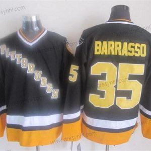 Pittsburgh Penguins #35 Tom Barrasso 1993 Černá Retro CCM dres – Pánské