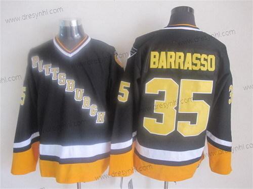 Pittsburgh Penguins #35 Tom Barrasso 1993 Černá Retro CCM dres – Pánské