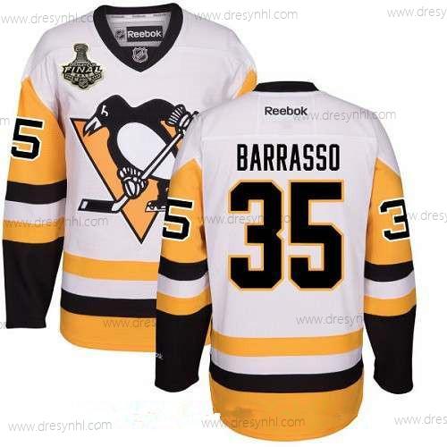 Pittsburgh Penguins #35 Tom Barrasso Bílý Třetí dres 2017 Stanley Cup Finals Patch Sešitý NHL Reebok Hokejový dres – Pánské