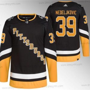 Pittsburgh Penguins #39 Alex Nedeljkovic Černá 2021-22 Náhradní Primegreen Sešitý dres – Pánské