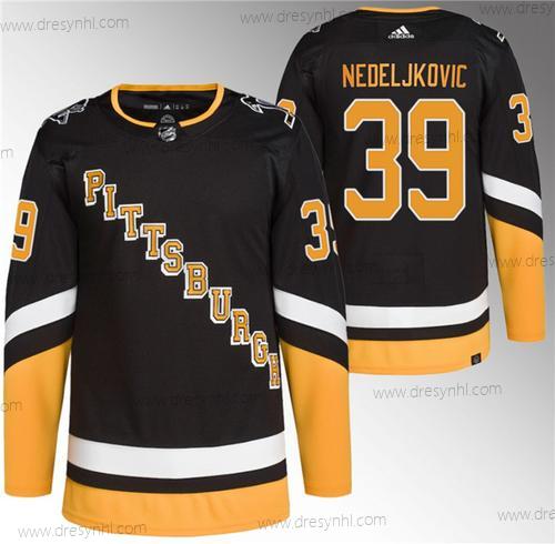 Pittsburgh Penguins #39 Alex Nedeljkovic Černá 2021-22 Náhradní Primegreen Sešitý dres – Pánské