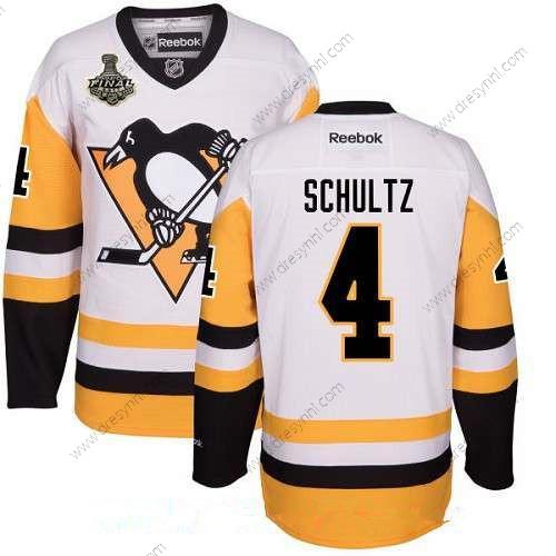 Pittsburgh Penguins #4 Justin Schultz Bílý Třetí dres 2017 Stanley Cup Finals Patch Sešitý NHL Reebok Hokejový dres – Pánské