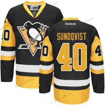 Pittsburgh Penguins #40 Oskar Sundqvist Černá Třetí dres Sešitý NHL Reebok Hokejový dres – Pánské