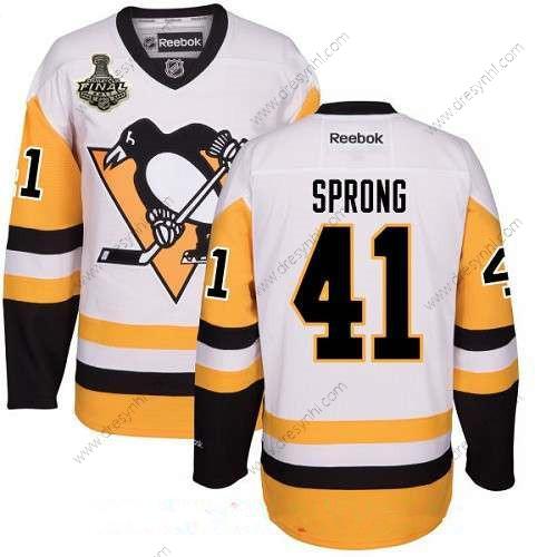 Pittsburgh Penguins #41 Daniel Sprong Bílý Třetí dres 2017 Stanley Cup Finals Patch Sešitý NHL Reebok Hokejový dres – Pánské