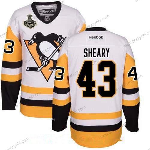 Pittsburgh Penguins #43 Conor Sheary Bílý Třetí dres 2017 Stanley Cup Finals Patch Sešitý NHL Reebok Hokejový dres – Pánské