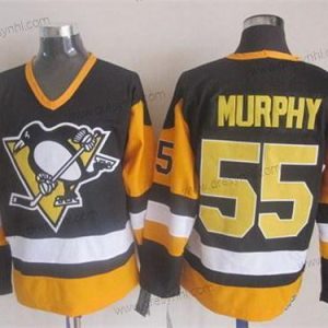 Pittsburgh Penguins #55 Larry Murphy Černá Retro CCM dres – Pánské