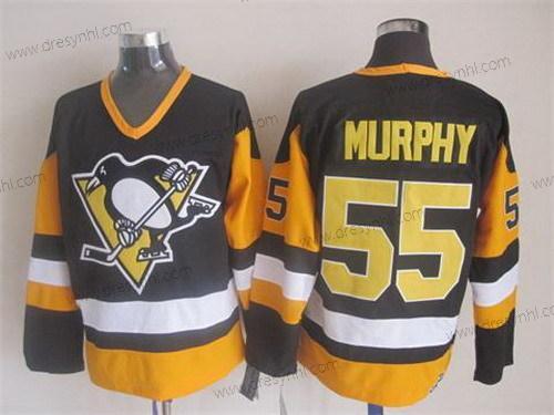 Pittsburgh Penguins #55 Larry Murphy Černá Retro CCM dres – Pánské