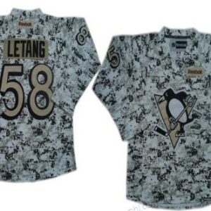 Pittsburgh Penguins #58 Kris Letang Bílý Camo dres – Pánské