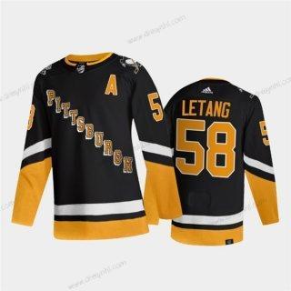 Pittsburgh Penguins #58 Kris Letang Černá 2021-2022 Sešitý dres – Pánské