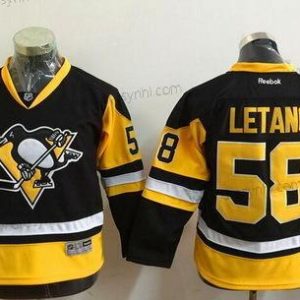 Pittsburgh Penguins #58 Kris Letang Černá Třetí dres Reebok Hokejový dres – Juniorské