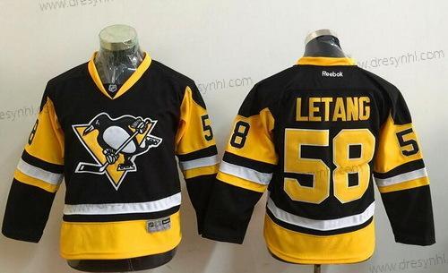 Pittsburgh Penguins #58 Kris Letang Černá Třetí dres Reebok Hokejový dres – Juniorské