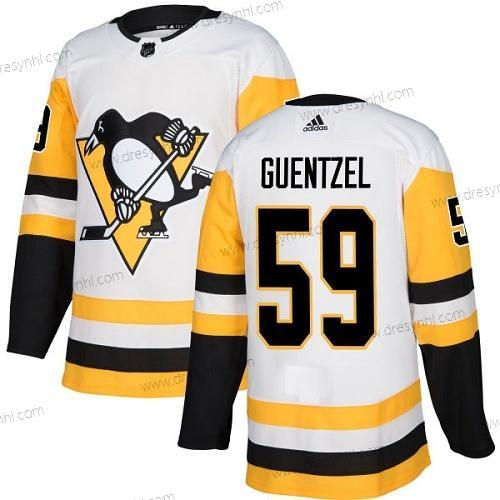 Pittsburgh Penguins #59 Jake Guentzel Bílý Road Autentické Sešitý NHL dres – Juniorské