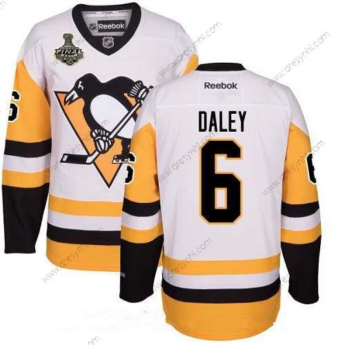 Pittsburgh Penguins #6 Trevor Daley Bílý Třetí dres 2017 Stanley Cup Finals Patch Sešitý NHL Reebok Hokejový dres – Pánské