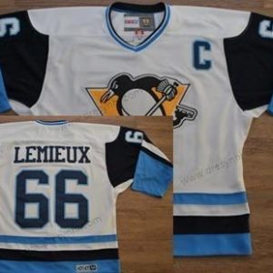 Pittsburgh Penguins #66 Mario Lemieux 1972 Bílý With Modrý Retro CCM dres – Pánské