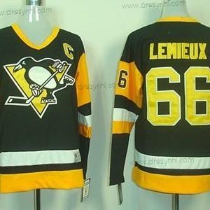 Pittsburgh Penguins #66 Mario Lemieux Černá Retro CCM dres – Dětské