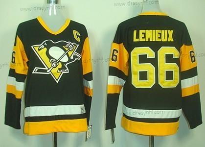 Pittsburgh Penguins #66 Mario Lemieux Černá Retro CCM dres – Dětské