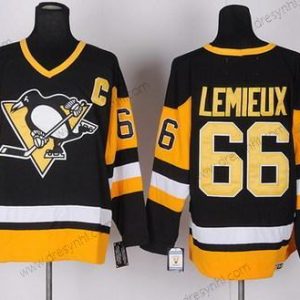 Pittsburgh Penguins #66 Mario Lemieux Černá Retro CCM dres – Pánské