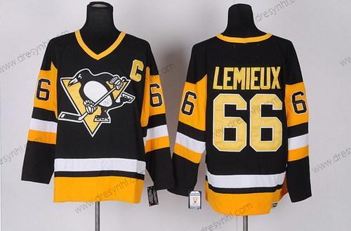 Pittsburgh Penguins #66 Mario Lemieux Černá Retro CCM dres – Pánské