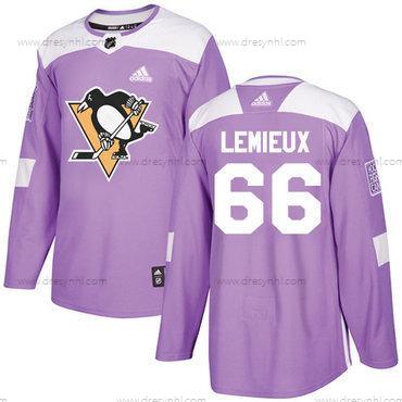 Pittsburgh Penguins #66 Mario Lemieux Nachový Autentické Bojuje proti rakovině Sešitý NHL dres – Juniorské