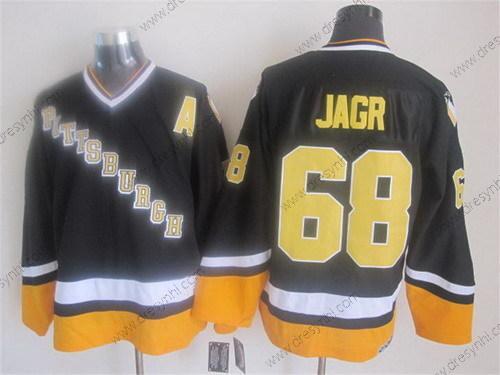 Pittsburgh Penguins #68 Jaromir Jagr 1993 Černá Retro CCM dres – Pánské