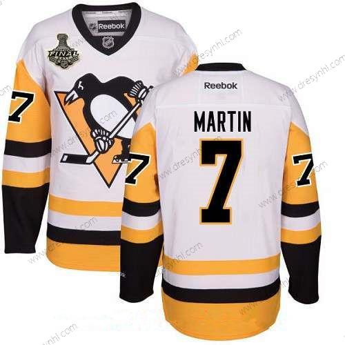 Pittsburgh Penguins #7 Paul Martin Bílý Třetí dres 2017 Stanley Cup Finals Patch Sešitý NHL Reebok Hokejový dres – Pánské