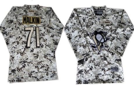 Pittsburgh Penguins #71 Evgeni Malkin Bílý Camo dres – Dětské