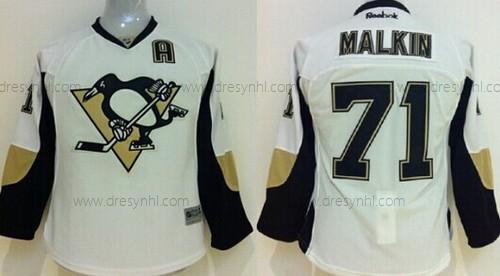 Pittsburgh Penguins #71 Evgeni Malkin Bílý dres – Dětské