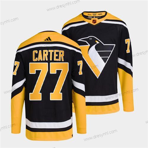 Pittsburgh Penguins #77 Jeff Carter Černá 2022 Obrácený Retro Sešitý dres – Pánské