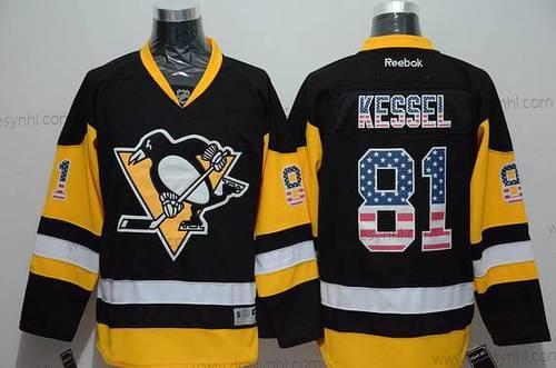 Pittsburgh Penguins #81 Phil Kessel Reebok Černá Třetí dres NHL USA Flag dres – Pánské