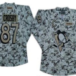 Pittsburgh Penguins #87 Sidney Crosby Bílý Camo dres – Pánské