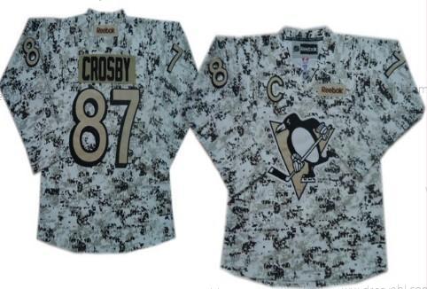 Pittsburgh Penguins #87 Sidney Crosby Bílý Camo dres – Pánské