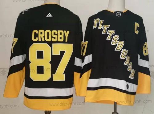 Pittsburgh Penguins #87 Sidney Crosby Černá 2021-2022 Sešitý dres – Pánské