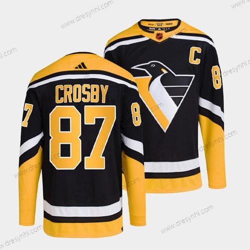 Pittsburgh Penguins #87 Sidney Crosby Černá 2022-23 Obrácený Retro Sešitý dres – Pánské