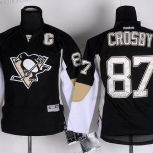 Pittsburgh Penguins #87 Sidney Crosby Černá dres – Dětské