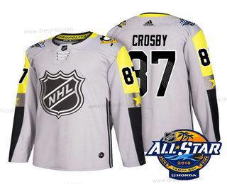 Pittsburgh Penguins #87 Sidney Crosby Šedá 2018 NHL All-Star Sešitý Hokejový dres – Pánské