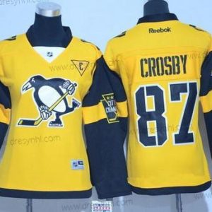 Pittsburgh Penguins #87 Sidney Crosby Žlutá 2017 Stadium Series Sešitý NHL Reebok Hokejový dres – Dámské