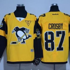 Pittsburgh Penguins #87 Sidney Crosby Žlutá 2017 Stadium Series Sešitý NHL Reebok Hokejový dres – Pánské