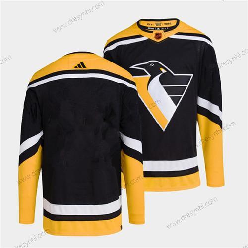 Pittsburgh Penguins Prázdný Černá 2022 Obrácený Retro Sešitý dres – Pánské