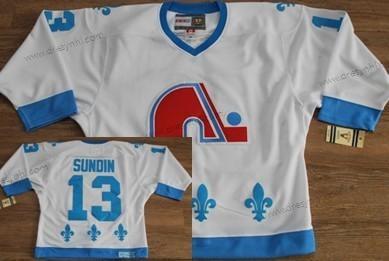 Quebec Nordiques #13 Mats Sundin Bílý With Modrý Retro CCM dres – Pánské