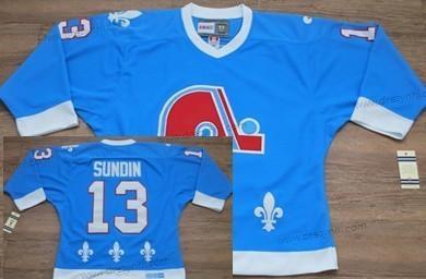 Quebec Nordiques #13 Mats Sundin Modrý Retro CCM dres – Pánské