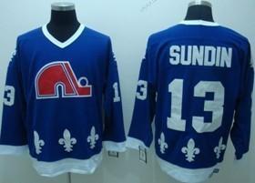 Quebec Nordiques #13 Mats Sundin Námořnictvo Modrý Retro CCM dres – Pánské